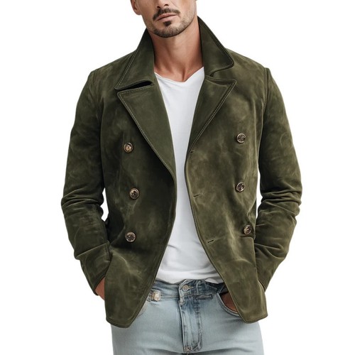 Double breasted suede - double, leather